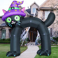 COMIN 14FT Halloween Inflatables Outdoor Decorations Black Cat Arch Blow Up Yard Decoration with Built-in LED for Yard Garden Party Lawn