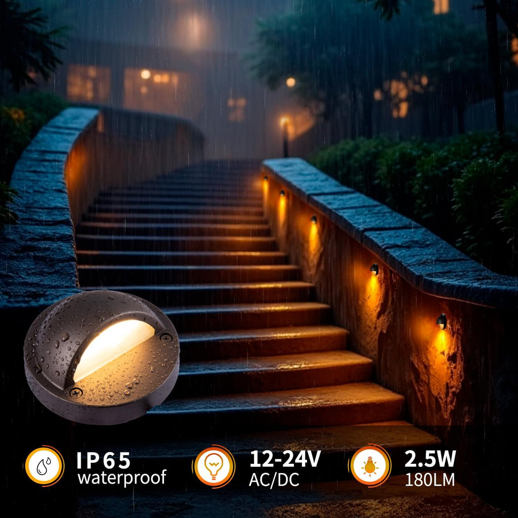 2.5w orb aluminum low voltage deck lights 2700k, side view