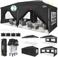 COBIZI 10x20 Pop Up Canopy Tent with One Push, 6 Removable Sidewalls