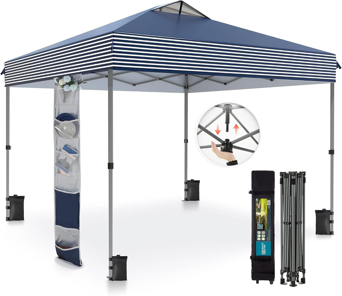Sophia & William Canopy Tent 10x10 Pop up, One Person Push Set up Tents