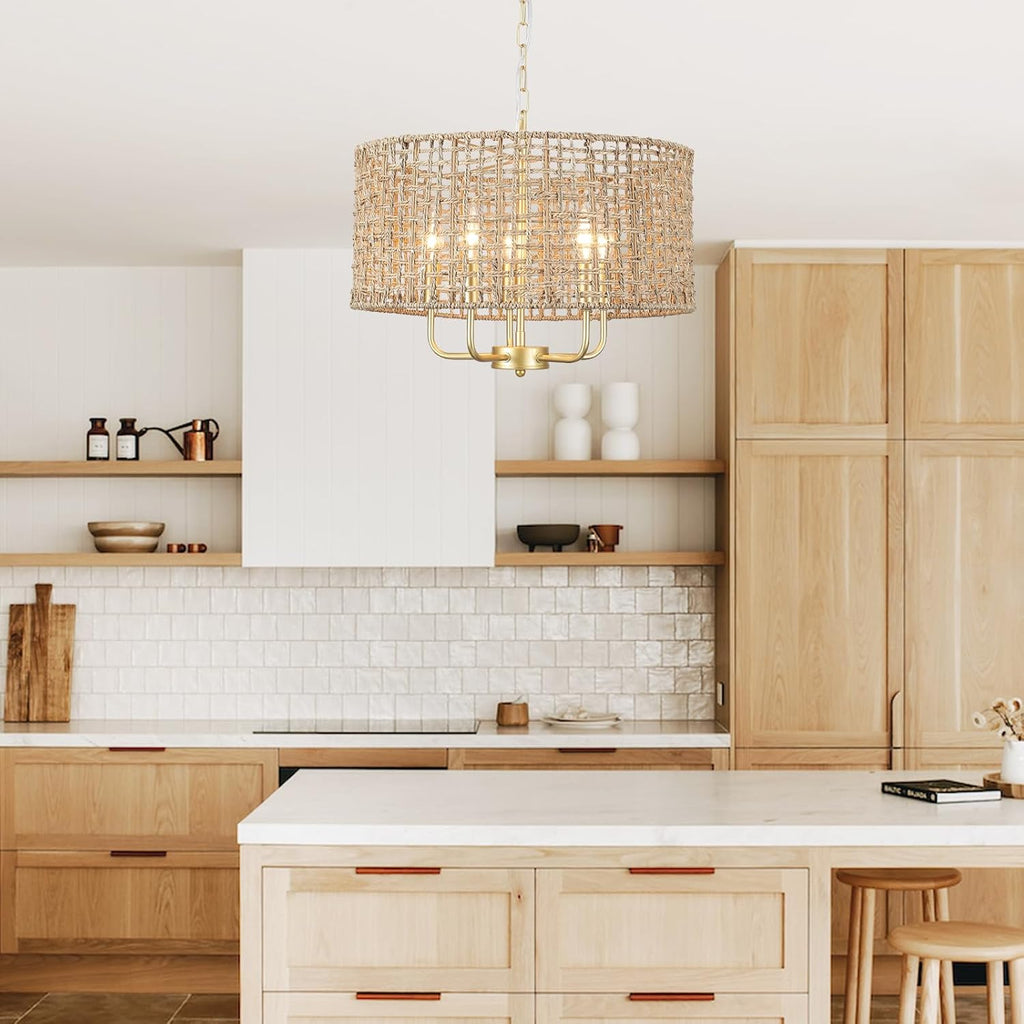 hand-woven rattan chandelier for dining room 18.8''farmhouse boho, package contents