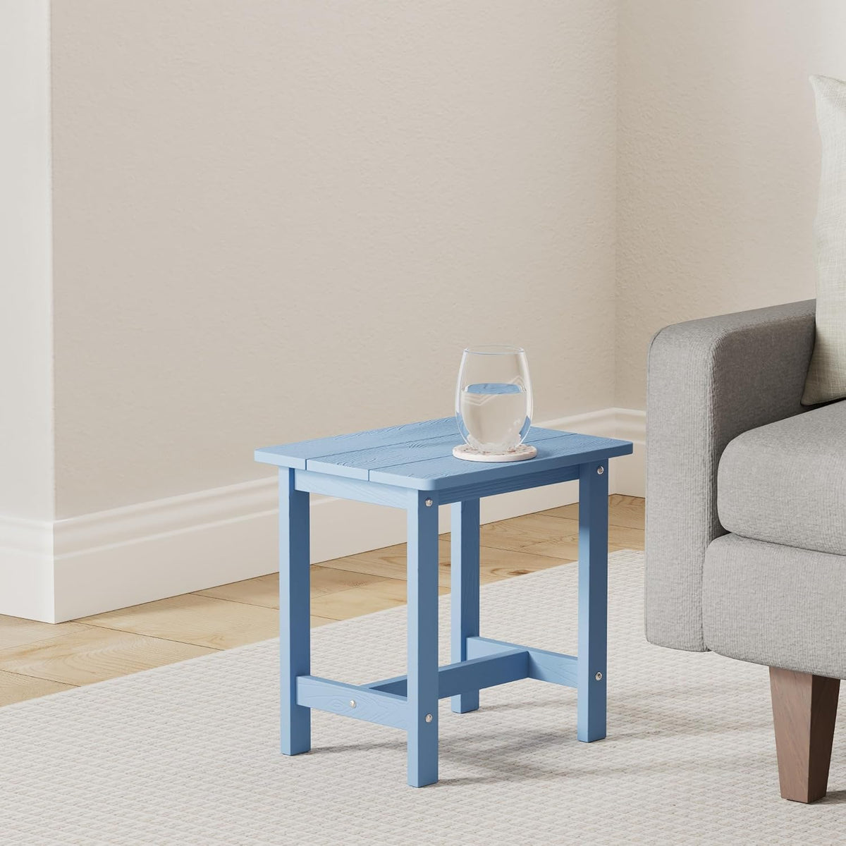 LUE BONA Small Outdoor Side Table,HDPS Adirondack Table for Patio,Navy Blue