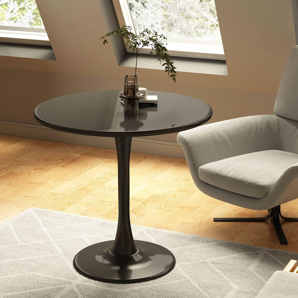 24 Inch Black Small Tulip Table, Stable Round Dining Table for 2 Person