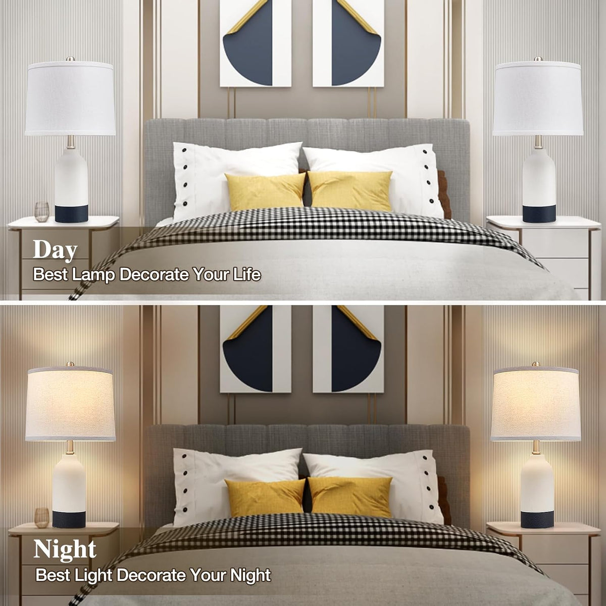 Luvkczc Ceramic Table Lamp Set of 2, Adjustable Color Temperature
