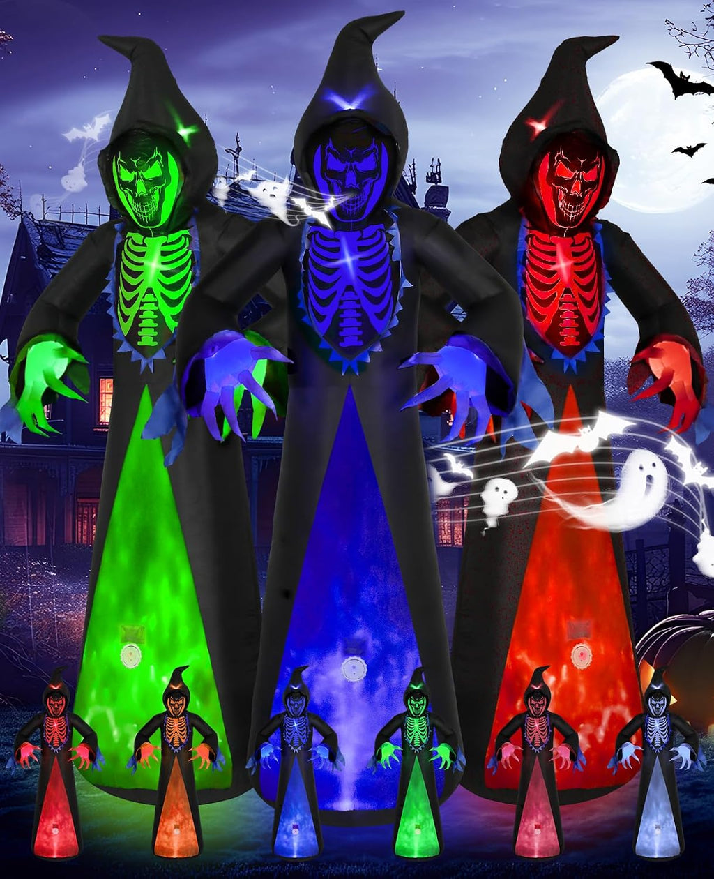 Elegear 12FT Grim Reaper Skeleton Halloween Inflatable Blow Up Decorations