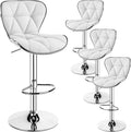 Yaheetech Bar Stools Set of 4 Modern Swivel Counter Barstools White