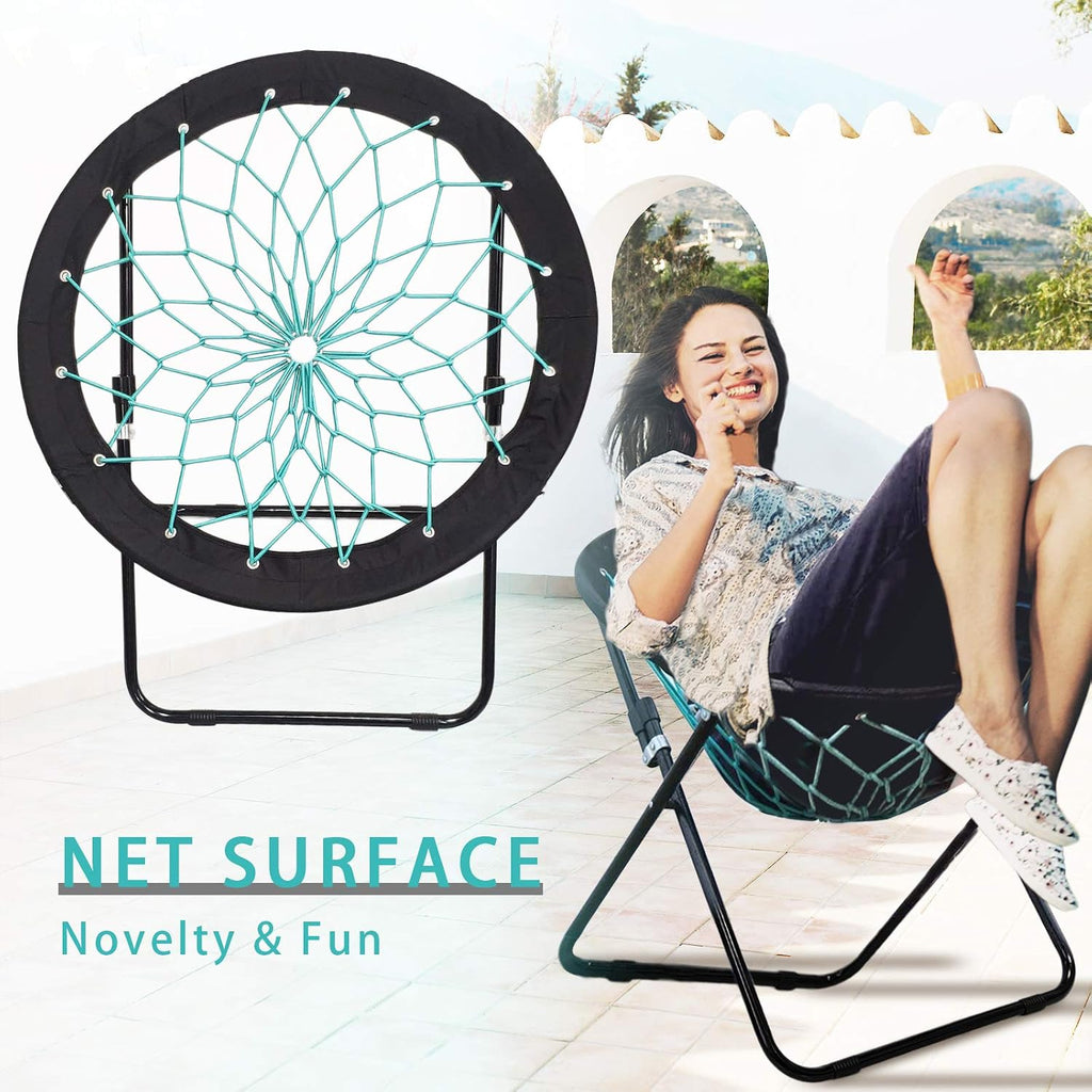 Camp Field Folding Bungee Chair for Indoor and Outdoor Relaxation,Black