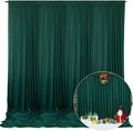 10 x 10 Feet Dark Green Backdrop Curtain for Partie, Background Curtains for Photoshoot, Birthday, Wedding, Halloween, Thanksgiving, Christmas Day, New Year Party Decorations 5Ft x 10Ft, 2 Panels
