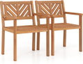 Tangkula Acacia Wood Patio Dining Chairs Set of 2