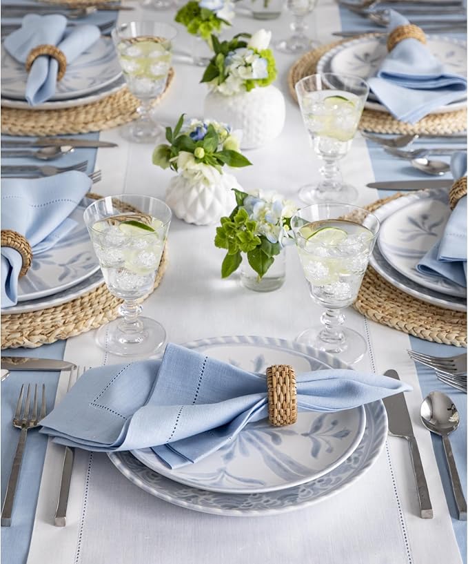 Solino Home Linen White Table Runner 48 Inches - Classic Hemstitch, 100% Pure...