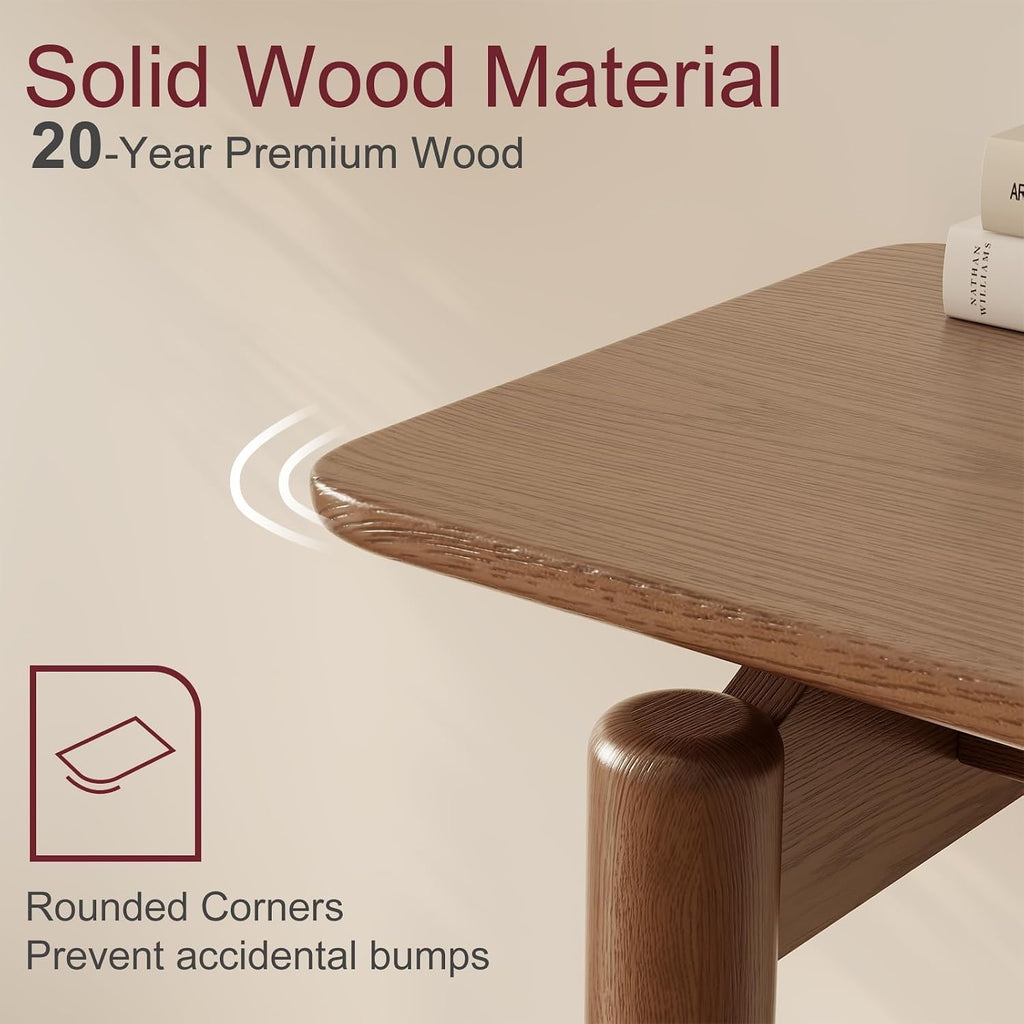 aqimuele wood console table walnut entryway table, thin, side view