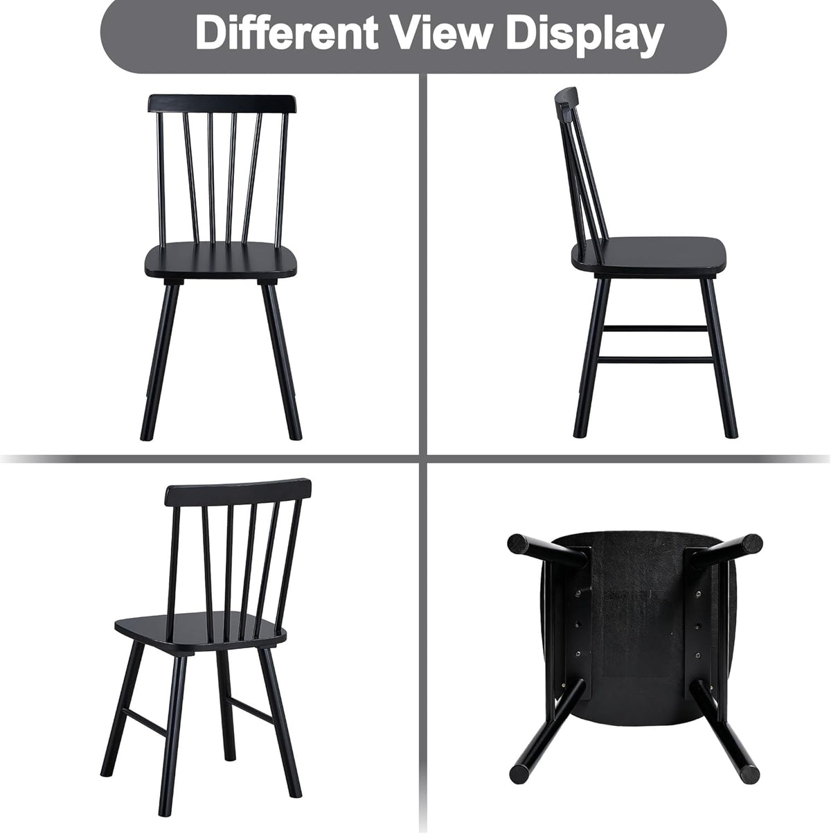 DUHOME Windsor Dining Chairs Set of 4,Farmhouse Style Spindle Back Wooden Kitchen Chairs for Home Kitchen, Dining Room,Living Room,Bistro