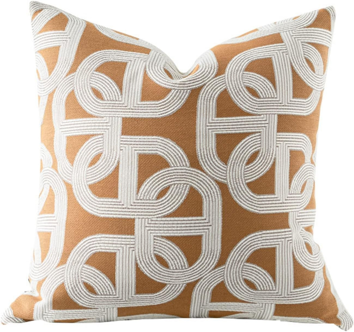 Croker Horse 22x22'' Inches Throw Pillow Cushion Cover - Orange Pig Nose Horseshoe Pattern Chenille Jacquard Embroidery Luxury Modern Style Couch Sofa Pillow for Living Room Bedroom