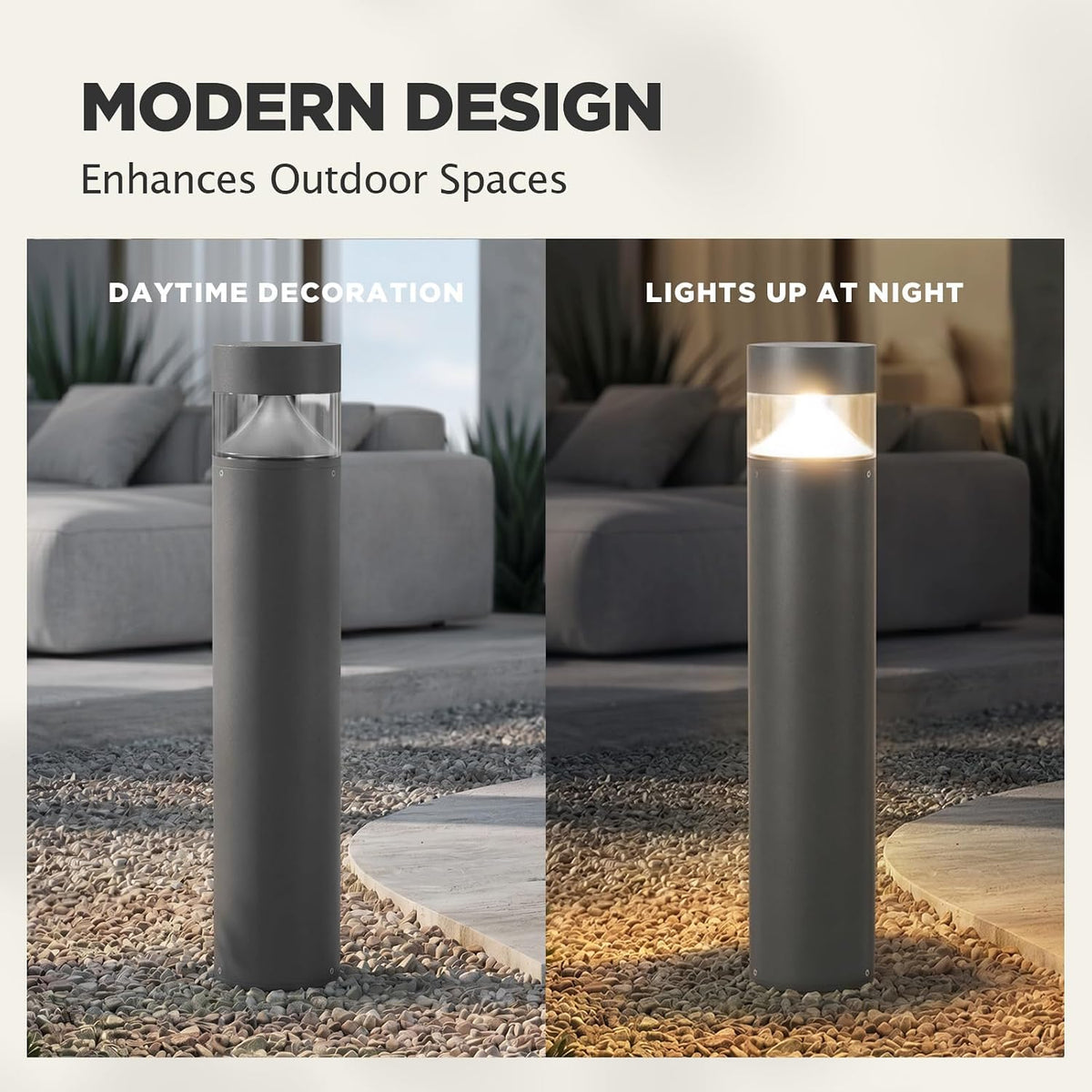 31.5'' Outdoor Pathway Lights Hard Wired, IP65 Waterproof Driveway Lights, AC100-240V Path Light, 3000K LED Bollard Light Outdoor, Modern Landscape Lighting for Walkway Garden Lawn Patio Yard