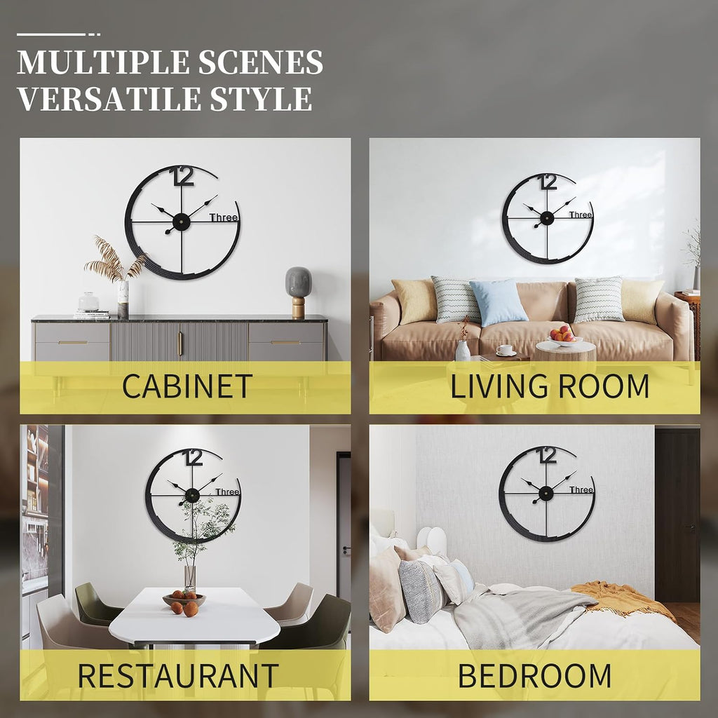 Large Wall Clock,Modern Minimalist Wall Clock Round Silent Non-Ticking Battery Operated Decorative Clocks for Living Room/Entryway/Kitchen/Bedroom/Office/Home Metal Wall Decor 24 inch