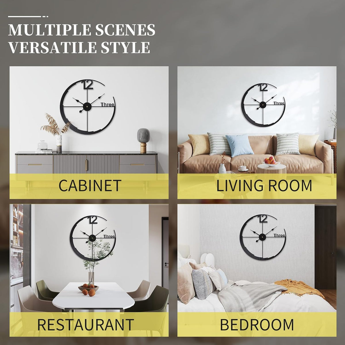Large Wall Clock,Modern Minimalist Wall Clock Round Silent Non-Ticking Battery Operated Decorative Clocks for Living Room/Entryway/Kitchen/Bedroom/Office/Home Metal Wall Decor 24 inch