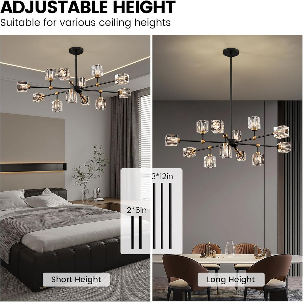 Sputnik Crystal Chandelier with 12-Light, Modern Light Fixture