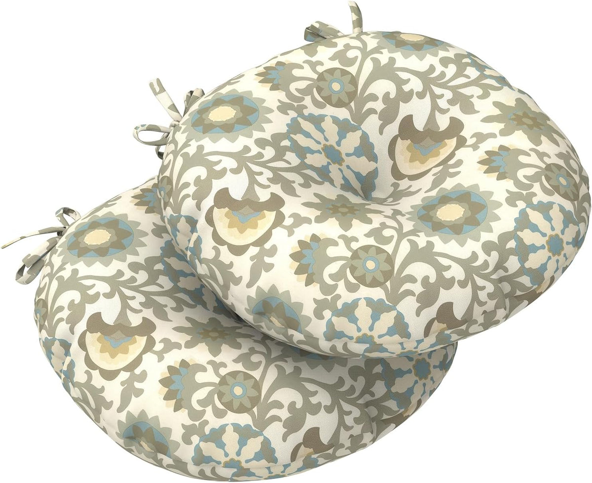 LVTXIII Outdoor Bistro Chair Cushions, 15"x15"x4" Round Patio Chair Cushions, All Weather Tufted Seat Cushions for Patio Furniture Use, Set of 2, Floral Symphony‌