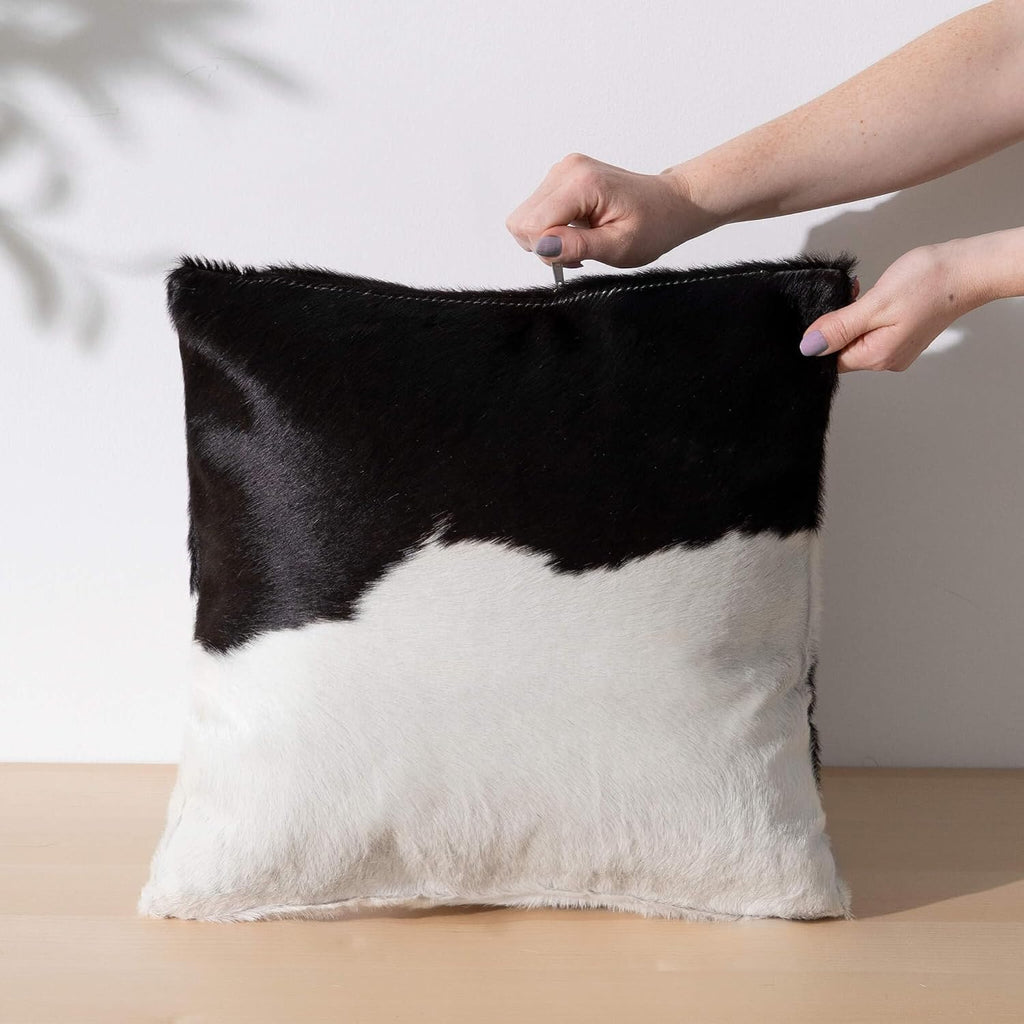 ecowhides 100% Genuine Brazilian Cowhide Pillow Cover – Luxury Leather Decorative Cushion for Rustic & Western Home Décor