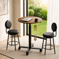 Bar Table, Height-Adjustable Round Pub Table, Antique Wood Color