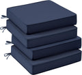 UNIKOME Outdoor Chair Cushions Set of 4, Water Resistant Patio Seat Cushions with Ties for Outdoor Furniture, High-Density Foam, UV & Fade Resistant, Piped Edge – 18.5" x 16" x 3", Navy