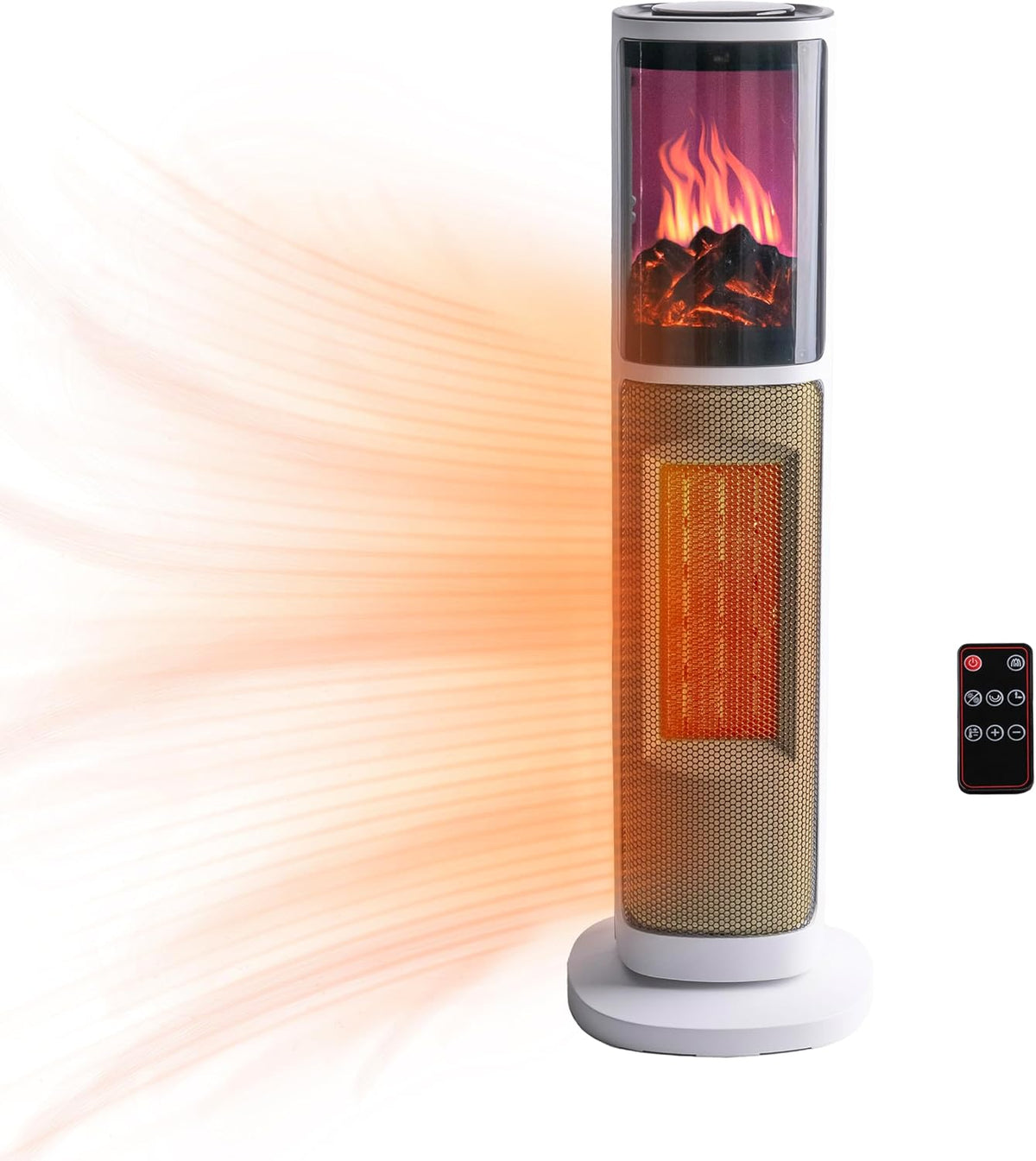 Comfort Zone 25" Oscillating Tower Heater with 3D Flame Effect