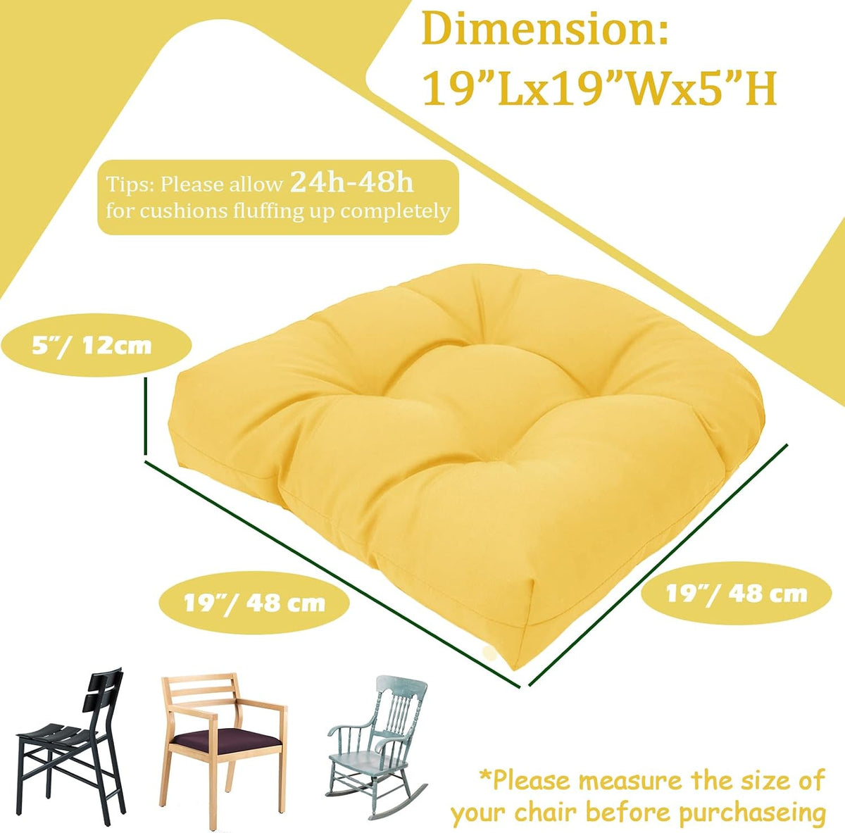 mtmr 2pcs outdoor chair cushions, patio furniture seat showing dimensions