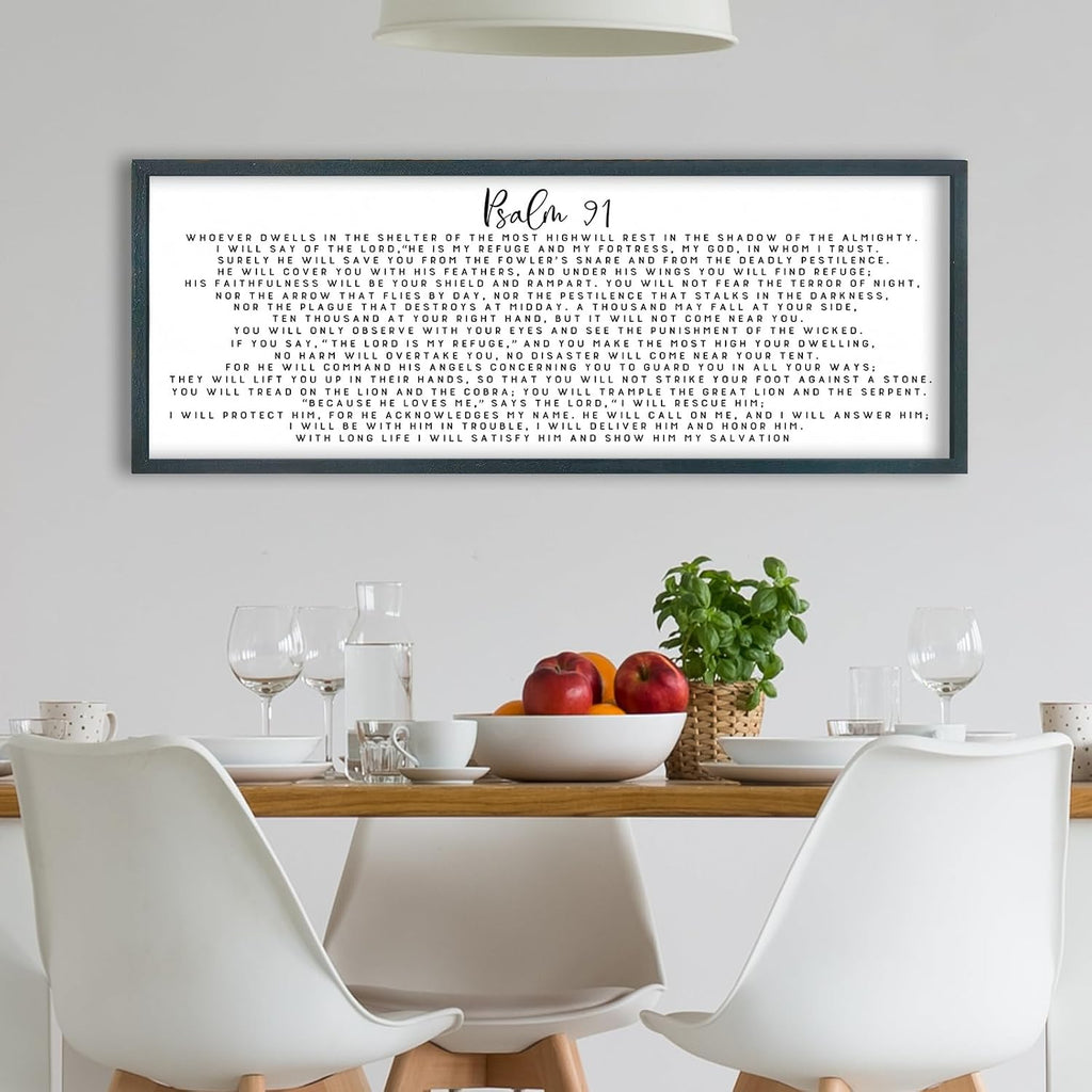 FZMHASLWW Psalm 91 Wall Art 32"×12" Black