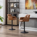 ROCITY Swivel Bar Stools Set of 6 Leather Kitchen Counter Stool Chair Upholstered Island Chairs Adjustable Barstool with Back, Brown Bar Stools