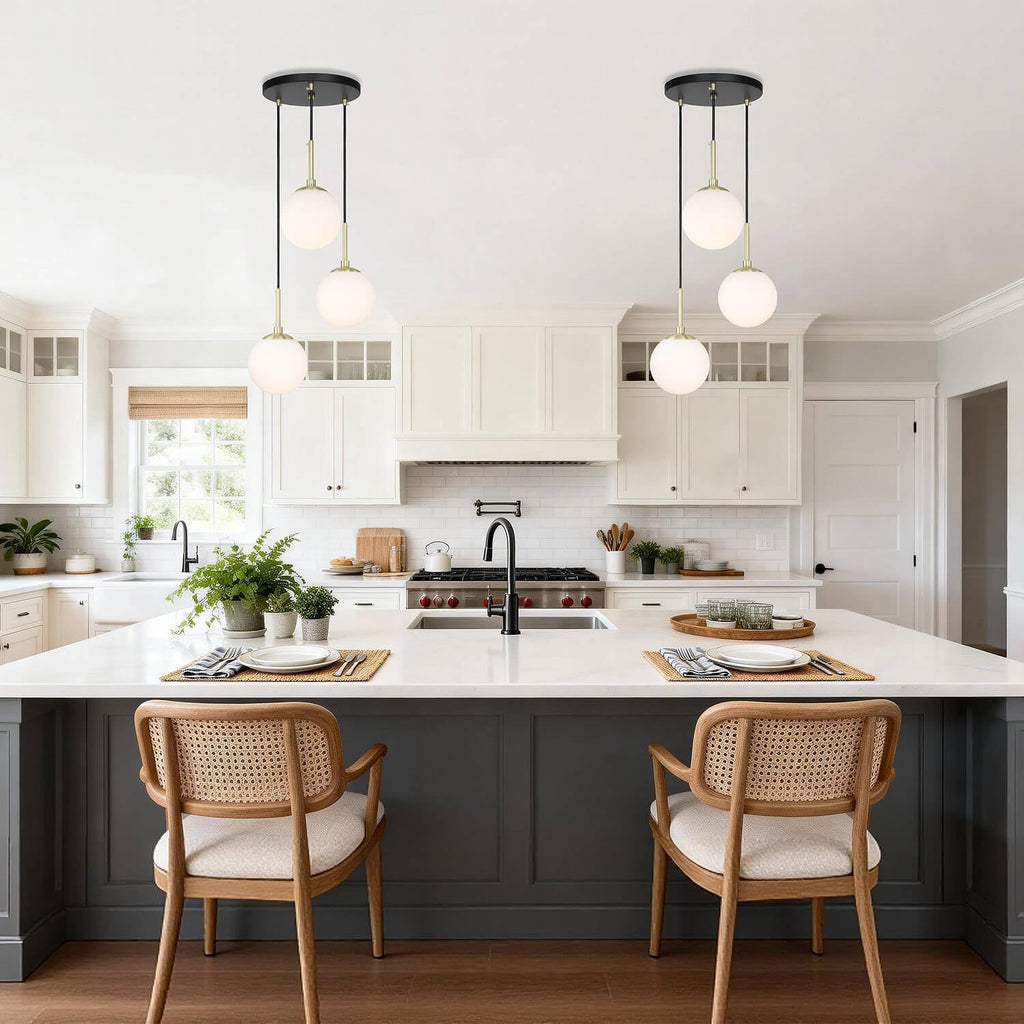 xinbei lighting 3-light cluster globe pendant light for, side view