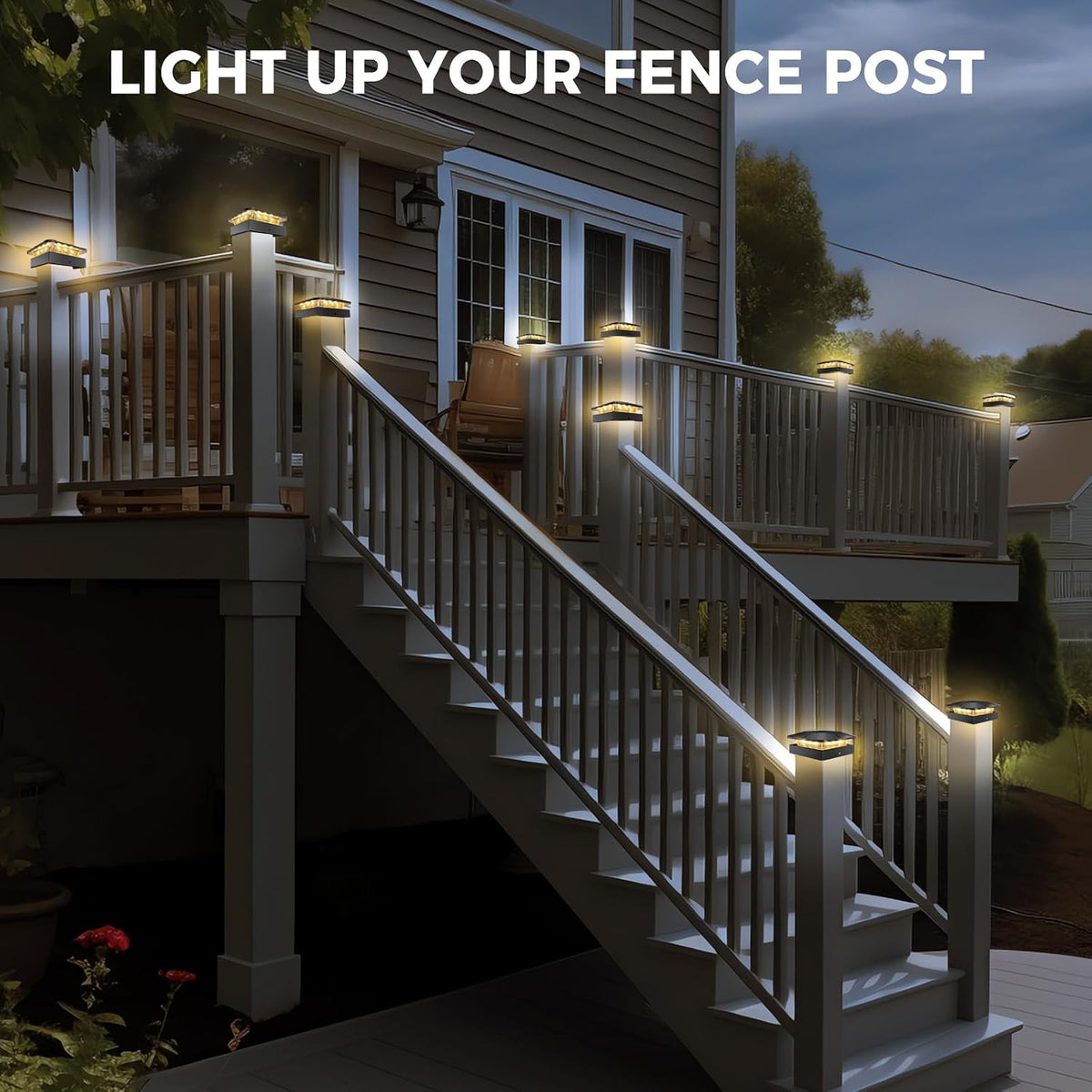 Peasur 12 Packs 4x4 Solar Post Cap Lights with 3 Lighting Modes