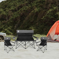 Northroad Outdoor Camping Chair Set of 3,Folding Padded Camp Chair w/1 Sofa,2 Single Chairs,Collapsible Conversation Set for Family Patio, Beach (Black)