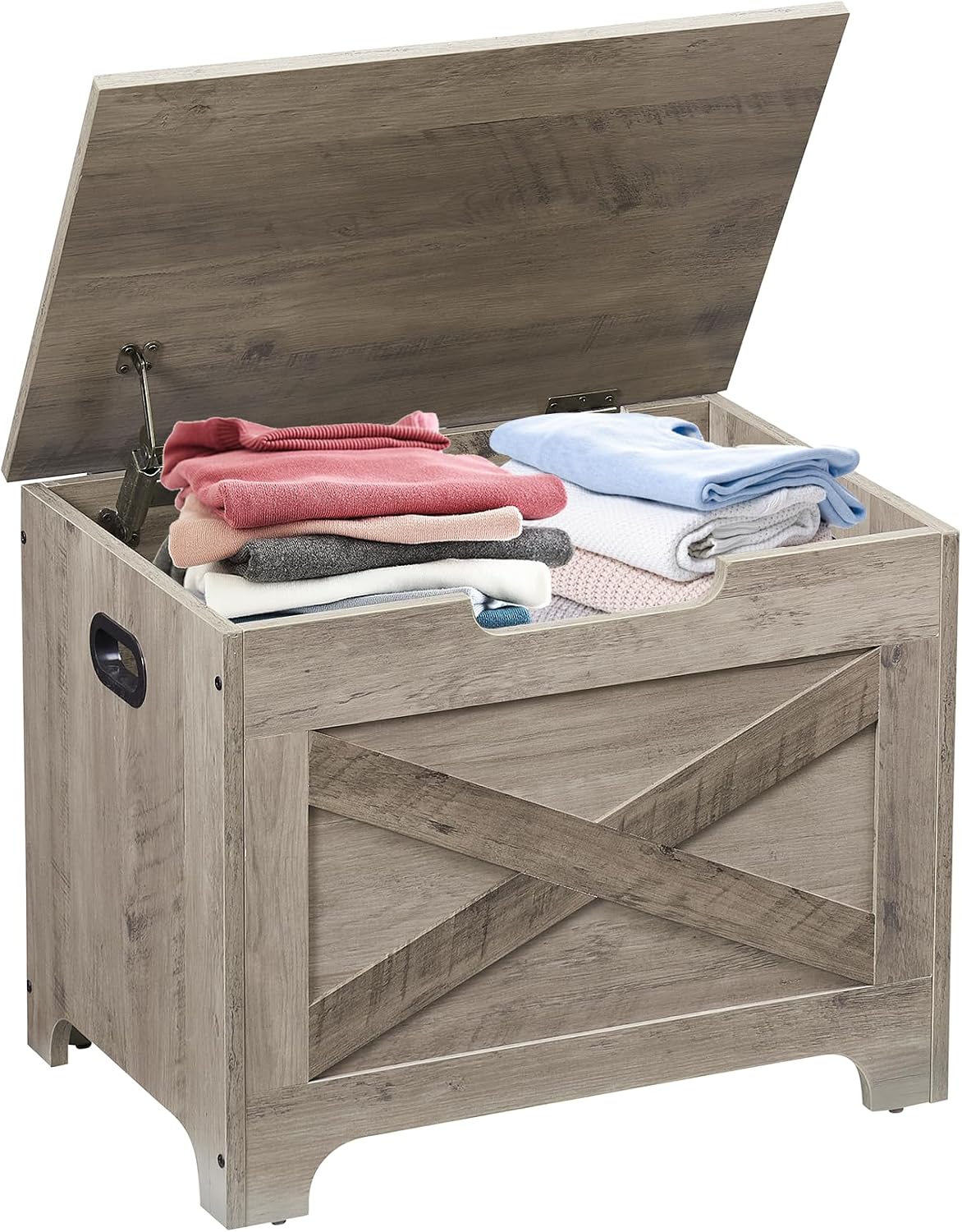 IDEALHOUSE 23.6" Storage Bench with 2 Safety Hinges, Grey