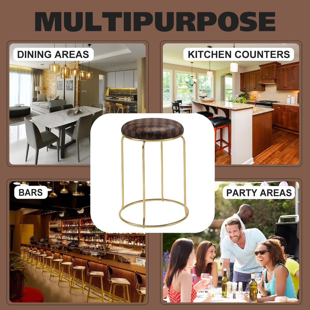 kings brand furniture 4-pack stack stools, upholstered w/metal on a desk or shelf