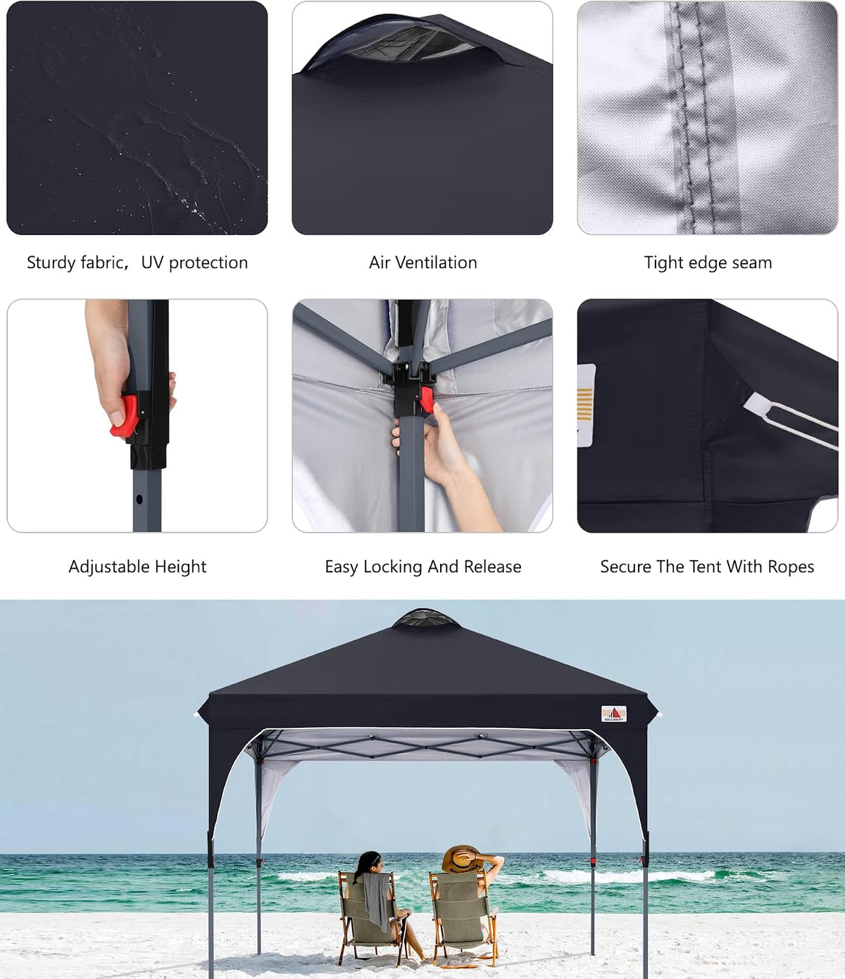 ABCCANOPY 10x10 Pop up Canopy Tent Instant Outdoor Shelter, Black