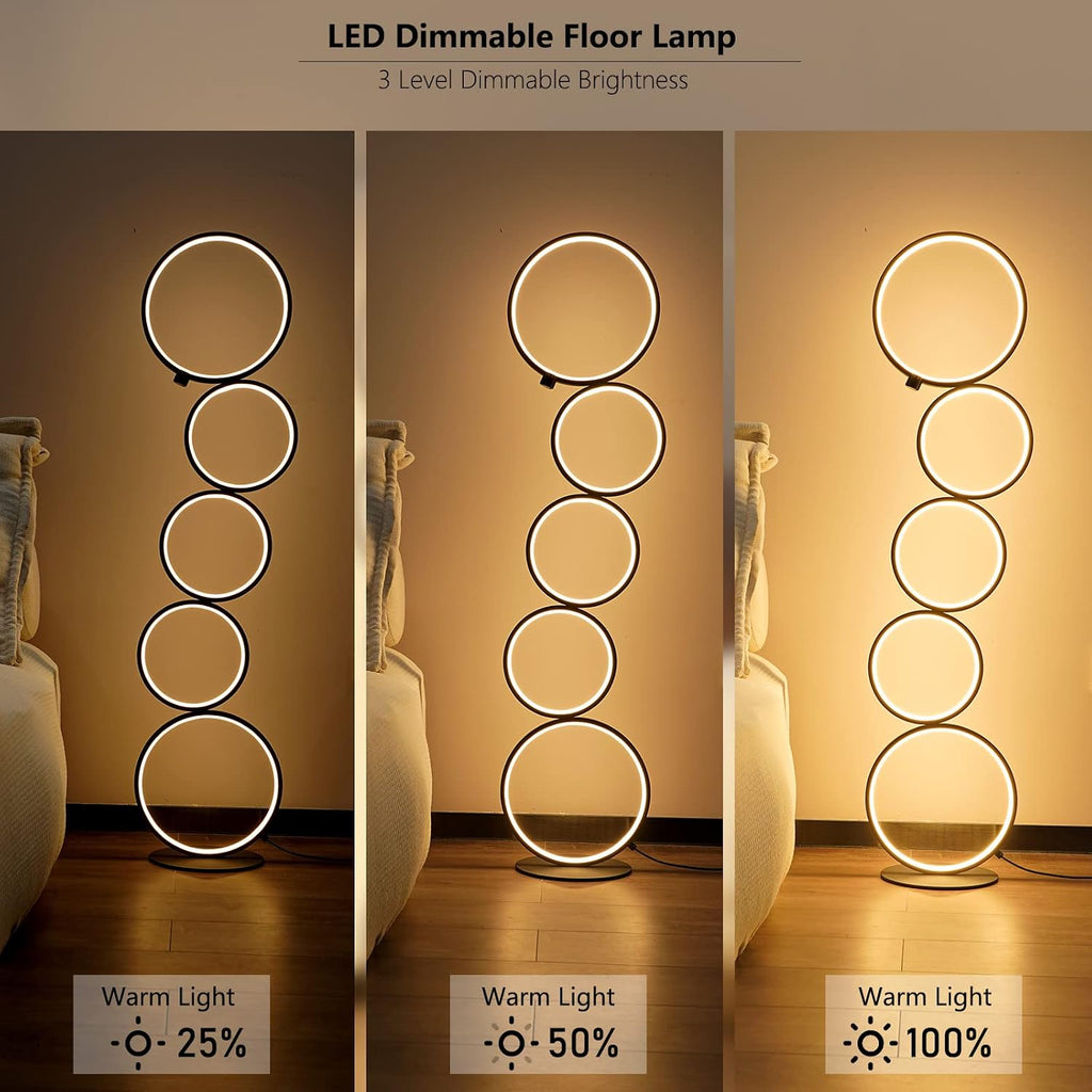NUÜR 43.3" Modern Ring LED Floor Lamp, Dimmable Standing Lamp