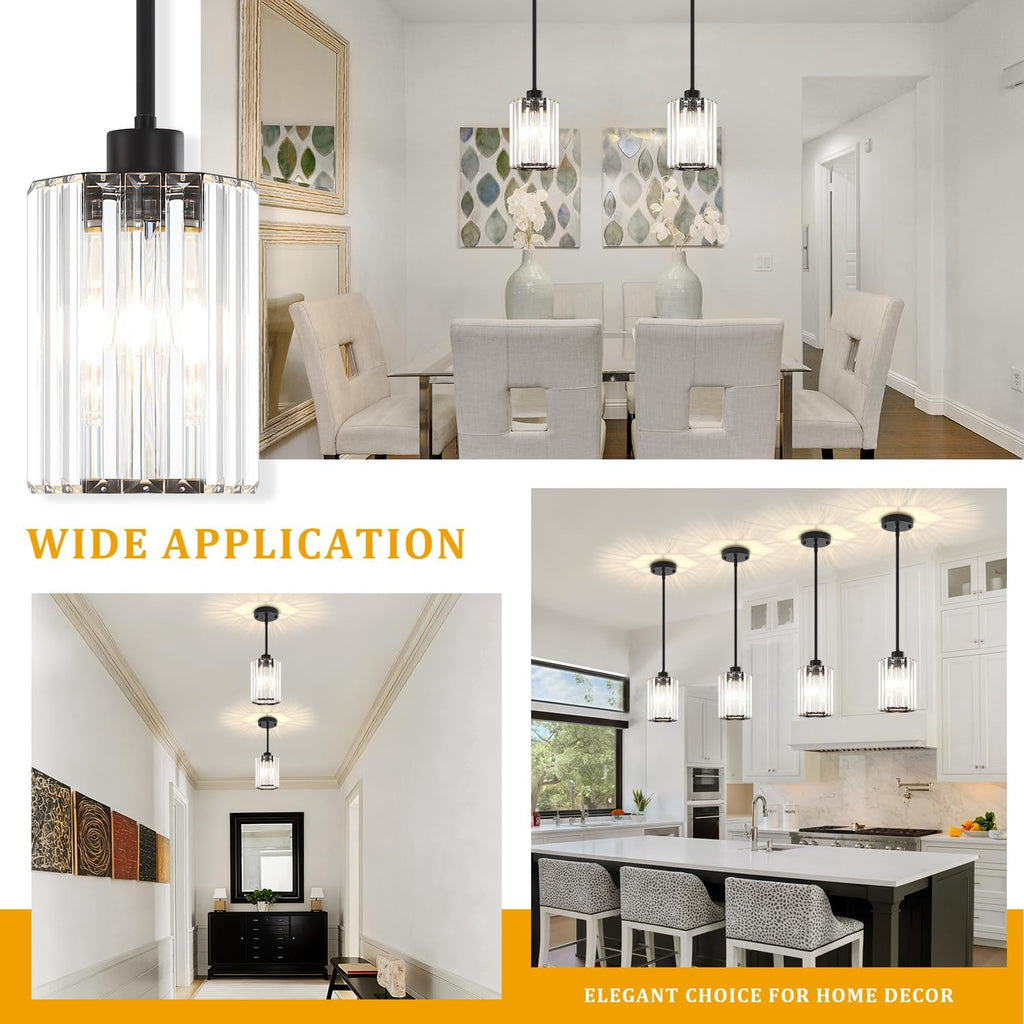 Black Pendant Lights Kitchen Island Modern Crystal Hanging Pendant Light