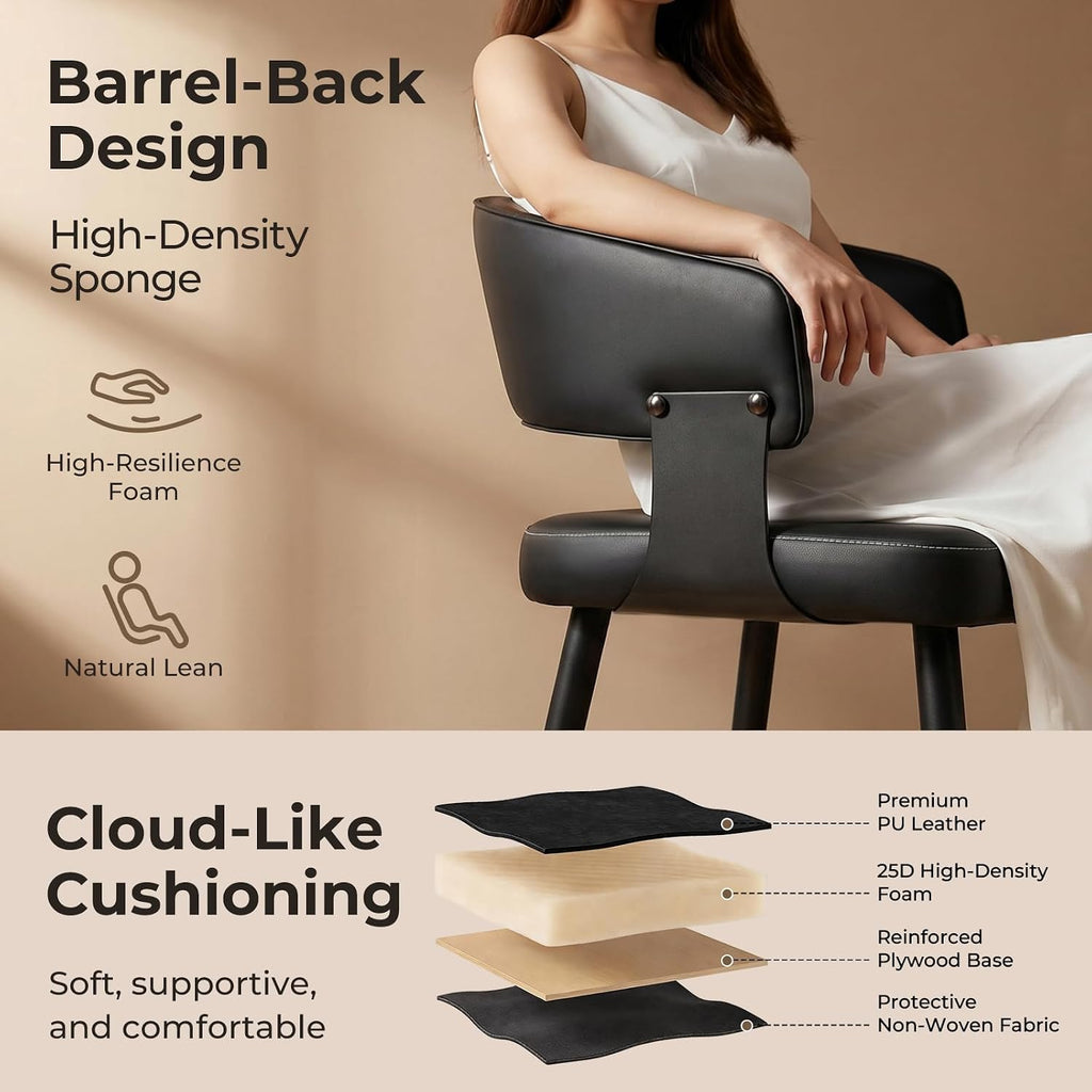 Dining Chairs Set of 2, Modern Faux Leather Kitchen Chairs
