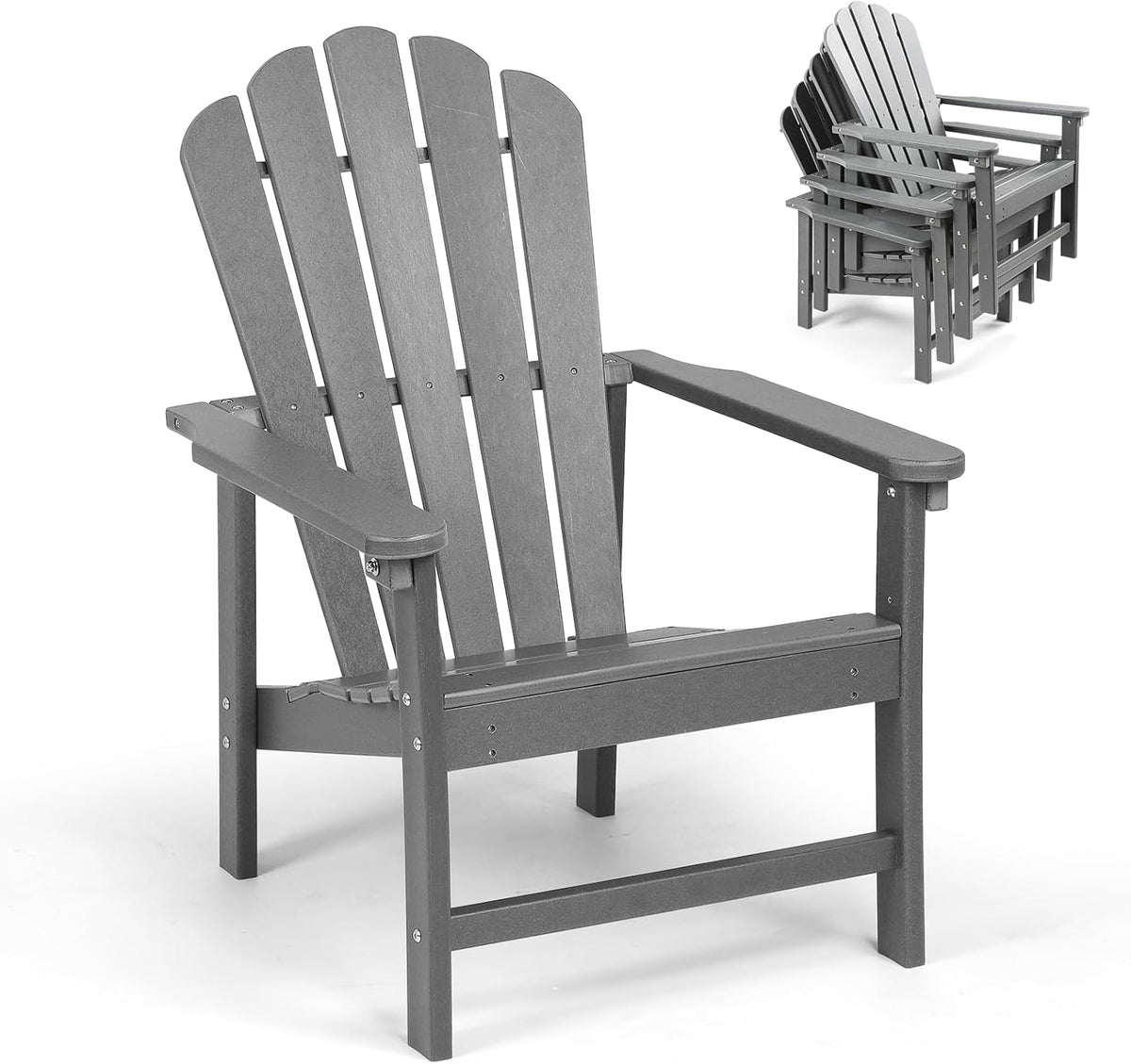Oversized Stackable Adirondack Chair, HDPE All-Weather Fire Pit Chair