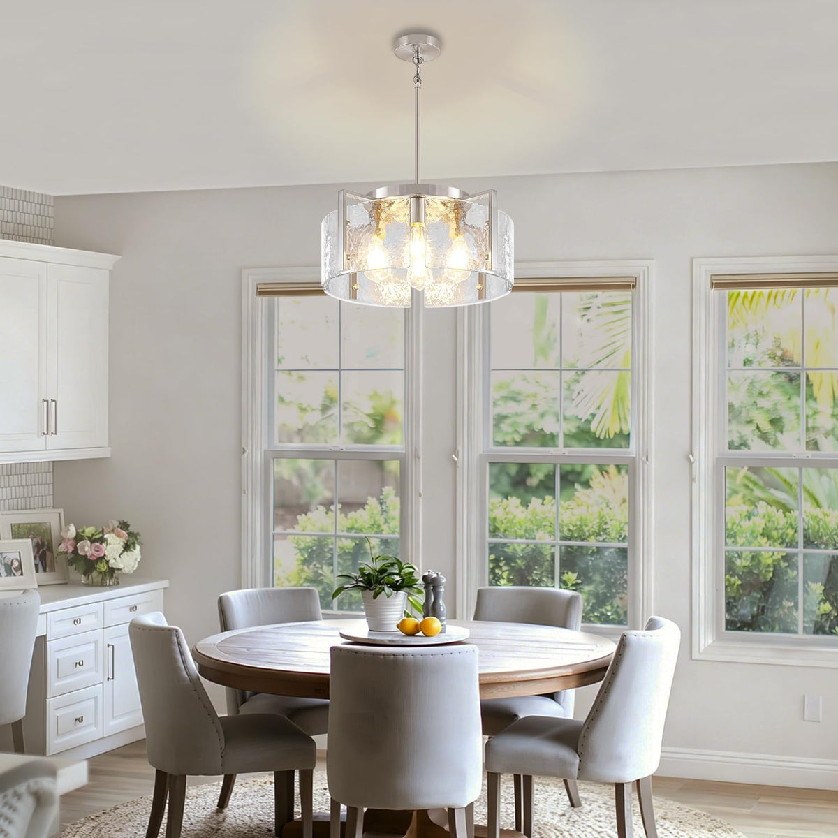 Modern Brushed Nickel Dining Room Light Fixture 4 Lights Chandeliers