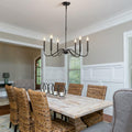 6-Light Black Farmhouse Chandelier, Rustic Candle Dining Room Light Fixture