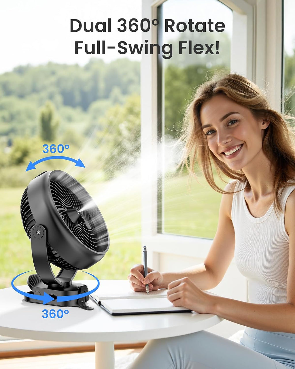 Koonie 8'' 10000mAh Battery Operated Misting Fan with Max. 48 Hrs Runtime