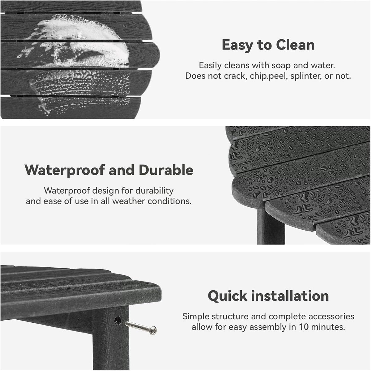 Small Outdoor Side Tables Modern 2-Tier Adirondack Table Rustic End Table HDPE Storage Shelf Industrial Corner Rectangle Coffee Table for Patio Garden Balcony Backyard Pool Farmhouse Home Grey