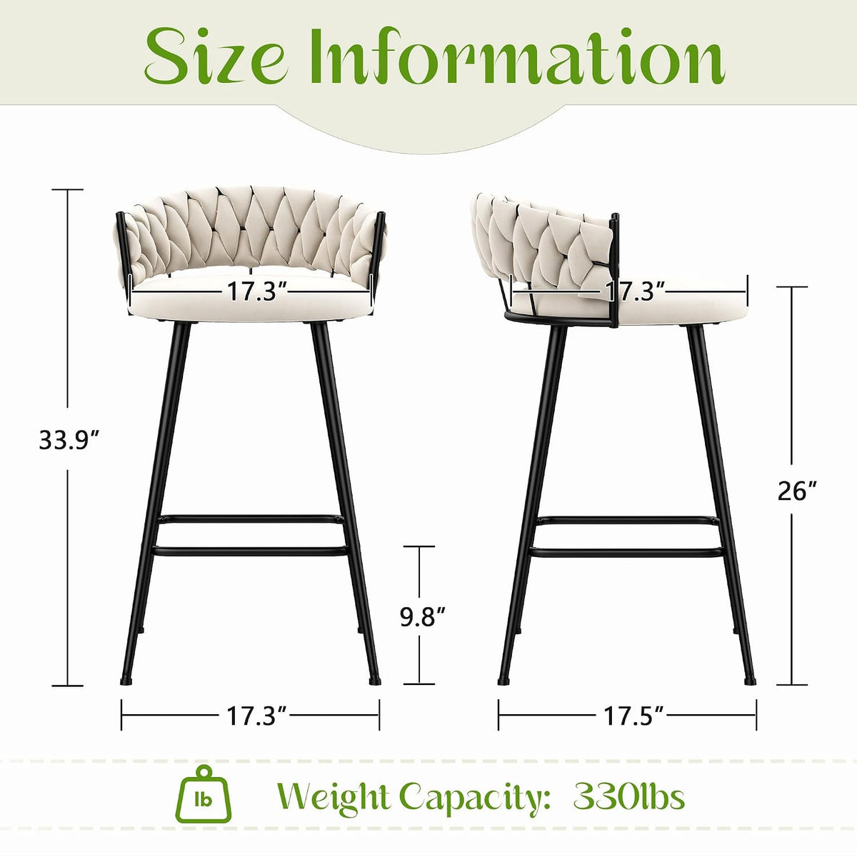 haobo home 26" metal bar stools counter height shown in use
