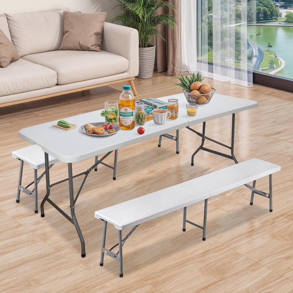 ZENY 6 Feet Picnic Table Set with 2 Benches