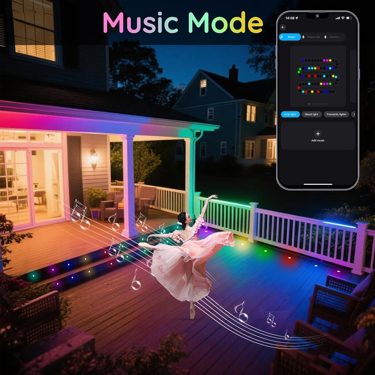 Recessed LED Deck Lights Kit, 10 Pack Φ1.77 WiFi Pixel RGBW+IC Multicolor