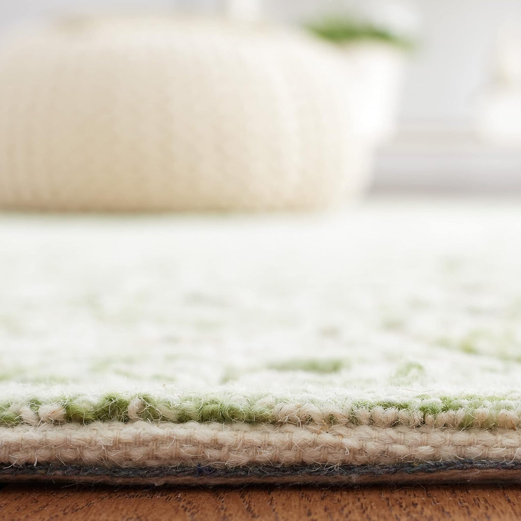 SAFAVIEH Trace Collection Accent Rug - 3' x 5', Ivory & Green, Handmade Wool, Ideal for High Traffic Areas in Entryway, Living Room, Bedroom (TRC101Y)