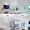 3-Ring Crystal Pendant Light, Adjustable LED, Cool White