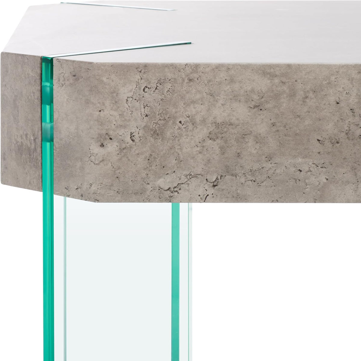 SAFAVIEH Home Collection Katelyn Light Concrete Grey/Glass Leg Coffee Table