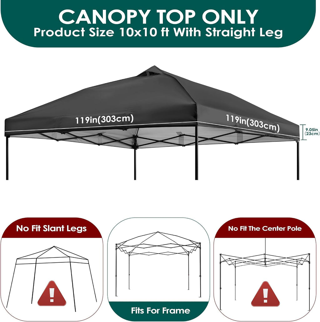 ninat 10x10ft canopy replacement top with air vent, side view